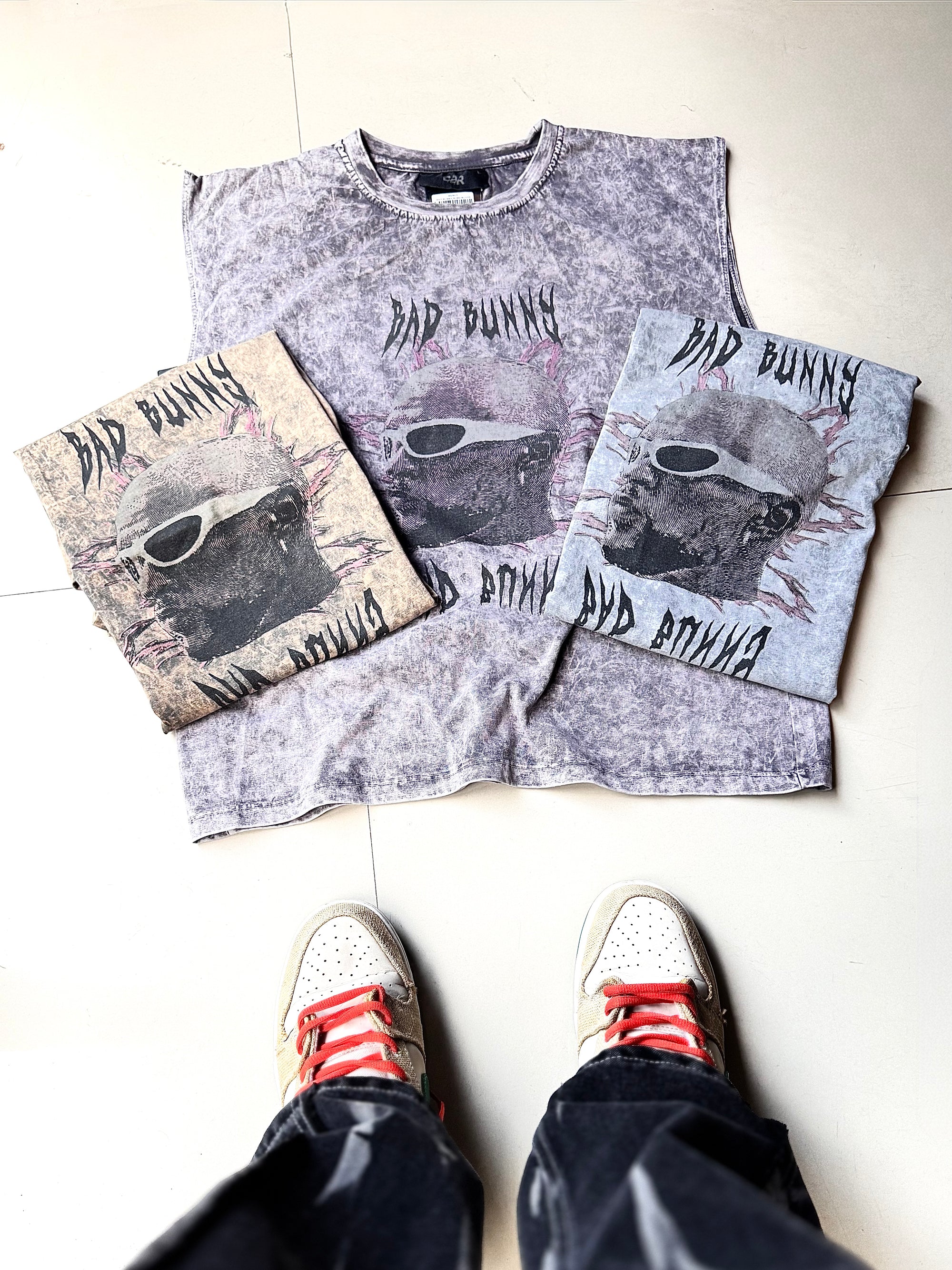 Bad Bunny Acid-Wash Boxy Fit Tanks – Distressed Vintage Streetwear Sleeveless Tanks