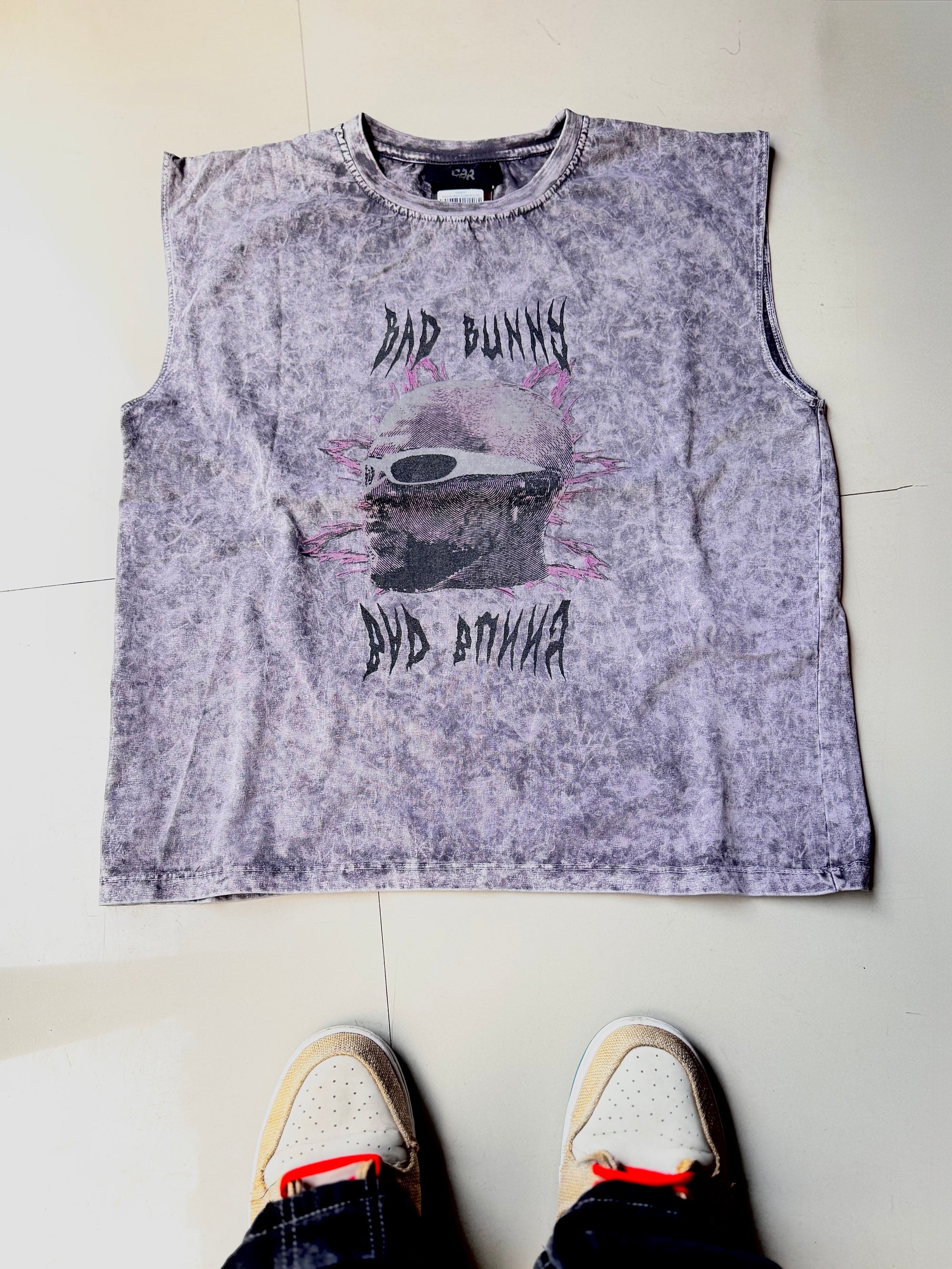 Bad Bunny Acid-Wash Boxy Fit Tanks – Distressed Vintage Streetwear Sleeveless Tanks