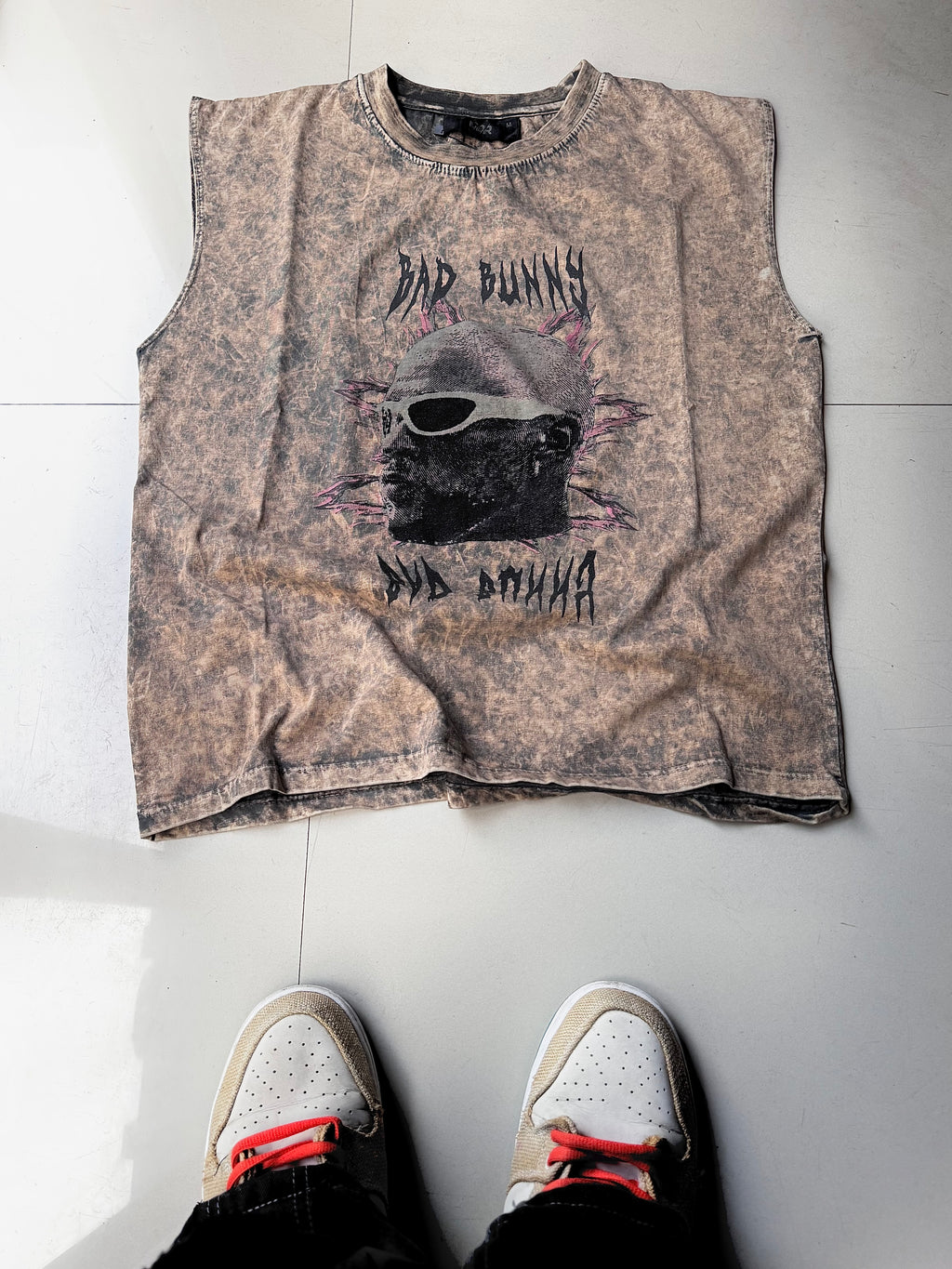 Bad Bunny Acid-Wash Boxy Fit Tanks – Distressed Vintage Streetwear Sleeveless Tanks