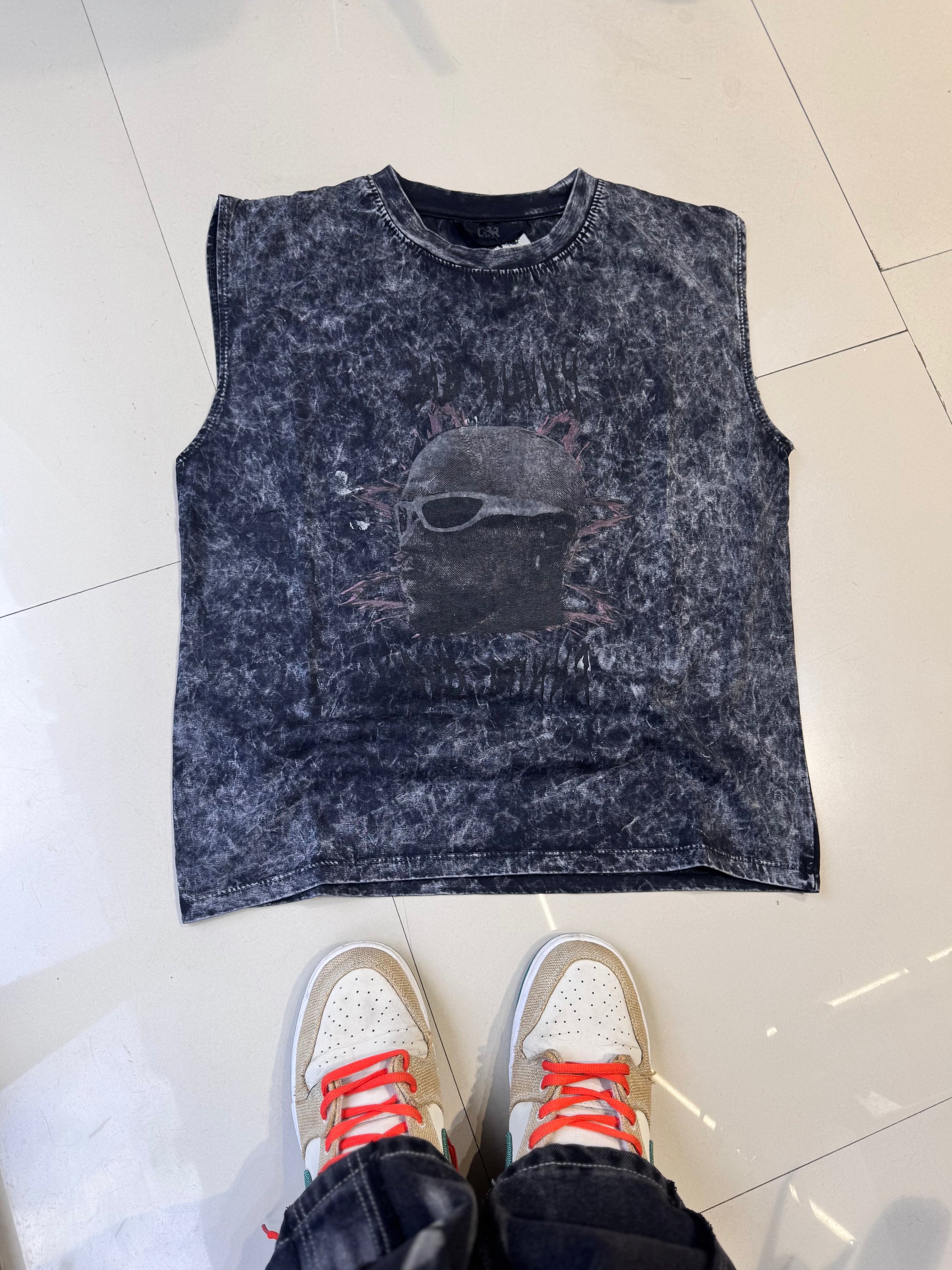 Bad Bunny Acid-Wash Boxy Fit Tanks – Distressed Vintage Streetwear Sleeveless Tanks