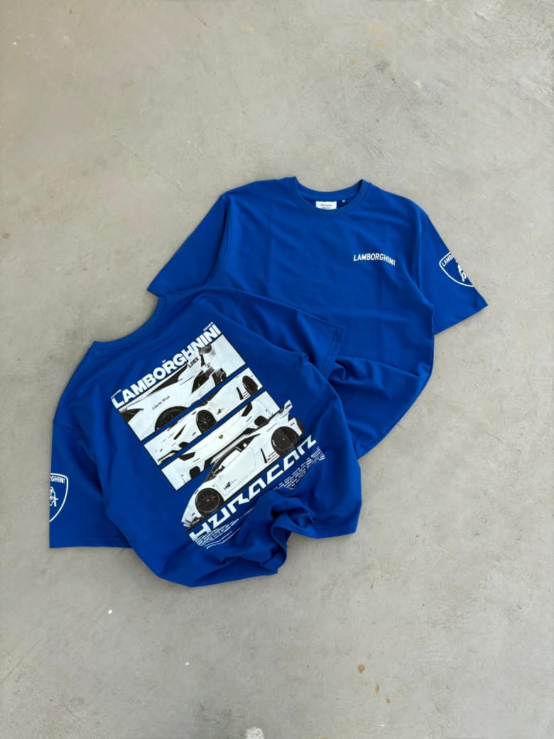 LAMBORGHINI Graphic Oversized T-Shirt – BLUE