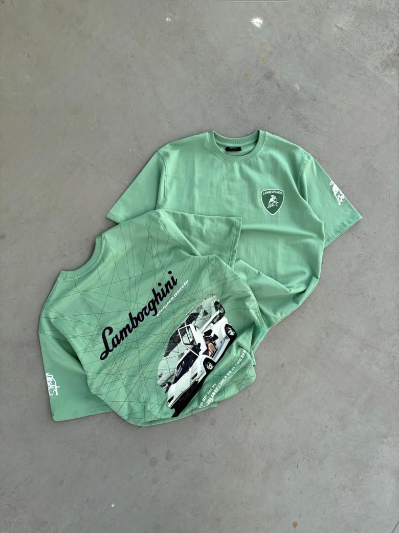 LAMBORGHINI Graphic Oversized T-Shirt – GREEN