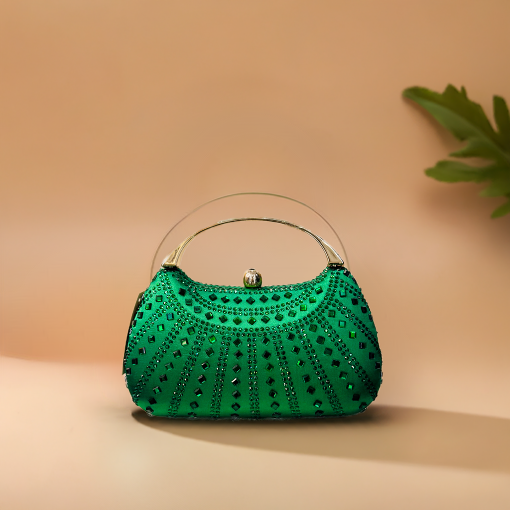 Vintage-Inspired Rhinestones Handle Handbag – Elegant Small Bag for Women - PERFÝ